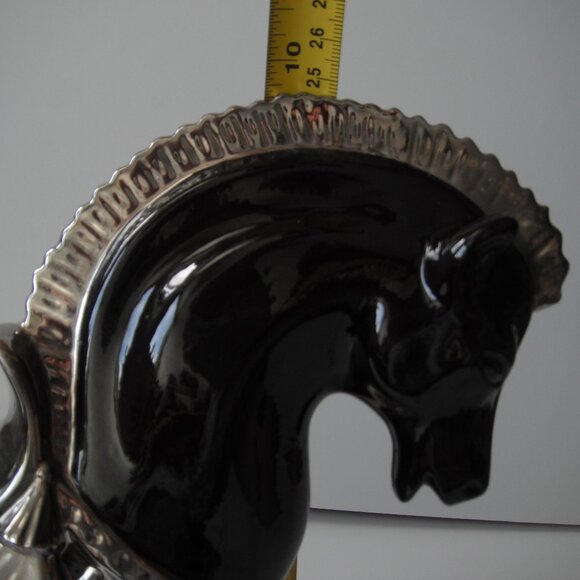 Vtg Large Porcelain Ceramic Clydesdale Horse Figurine Statue Black White Silver - Picture 7 of 9